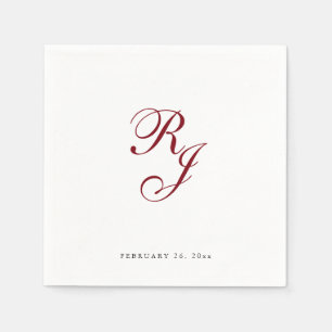 Chic Burgundy Monogram Wedding Napkins