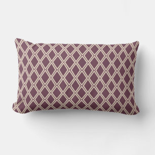 Chic Burgundy Off-White Diamond Geometric Pattern Lumbar Cushion