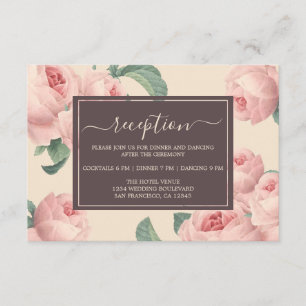 Chic Burgundy Off-white Pink Rose Floral Wedding Enclosure Card