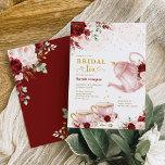 Chic Burgundy Pink Floral Bridal Shower Tea Party Invitation<br><div class="desc">Tea party themed bridal shower invite. Click the "customise further" button if you wish to re-arrange and format the style and placement of the text. Comes with a matching floral pattern backside.</div>