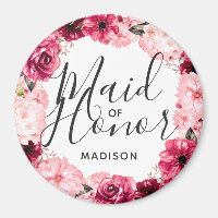 Chic Burgundy & Pink Floral Wreath Maid of Honour