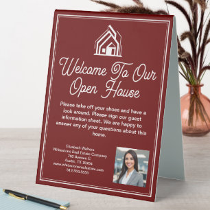 Chic Burgundy Real Estate Company Open House