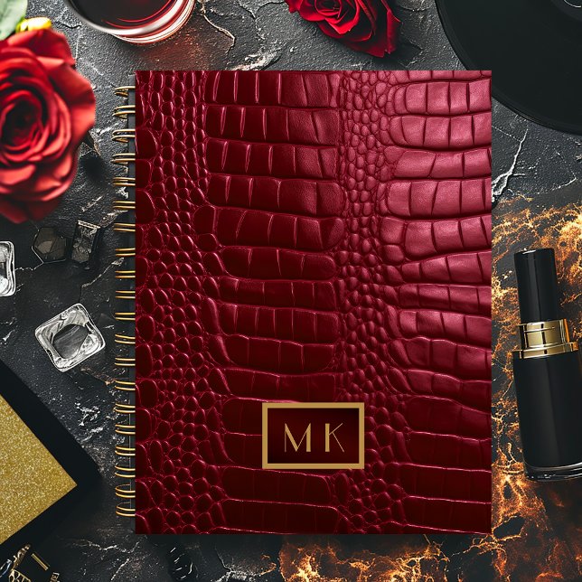 Chic Burgundy Red Faux Crocodile Business  Planner (Elegant Faux Crocodile Burgundy Softcover Notebook
Hard Cover is Matte, Softcover is glossy )