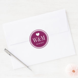 Chic burgundy red wedding stickers and favour seal