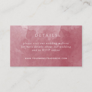 Chic Burgundy Watercolor Wedding Details Website E Enclosure Card