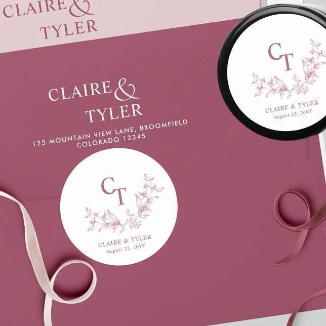 Chic Burgundy Wedding Envelope Seal / Favour (Creator Uploaded)