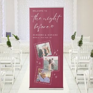 Chic Burgundy Welcome To Our Rehearsal Dinner Retractable Banner