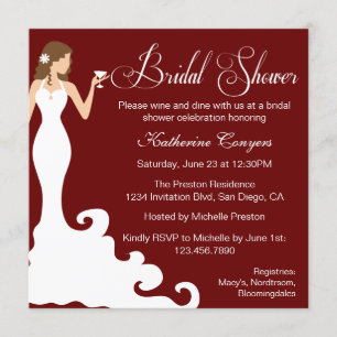 Chic Burgundy Wine Bridal Shower Invitation