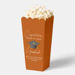 Chic Burnt Orange Graduation Party Popcorn Favour Box