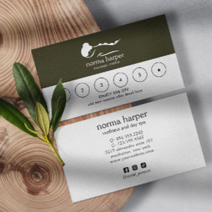 CHIC Business Reward 6 Punch Logo DARK SAGE GREEN Loyalty Card