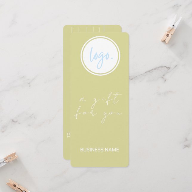 CHIC BUTTER YELLOW BUSINESS LOGO GIFT CERTIFICATE (Front/Back In Situ)