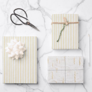Chic Butter Yellow Stripes Bridal Shower Wrapping Paper Sheet