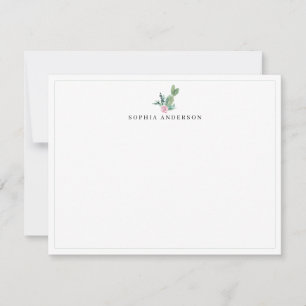 Chic Cactus Succulent Blush Pink Floral Watercolor Card