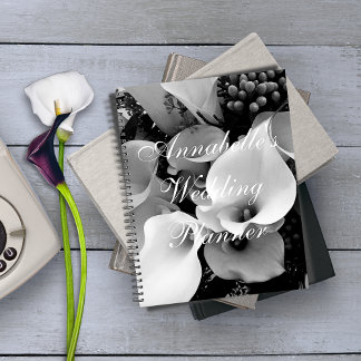 Chic Calla Lilies Black & White Floral Bridal Planner