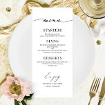 Chic Calligraphy 4x9 Wedding Menu Card For Plate<br><div class="desc">A simple chic calligraphy wedding menu card. I do offer a free customisation service,  if you have any questions or special requests,  please feel free to contact me.</div>