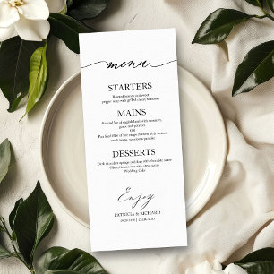 Chic Calligraphy 4x9 Wedding Menu Card For Plate