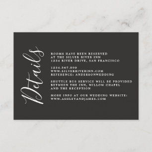 Chic Calligraphy Black Wedding Details Enclosure Card