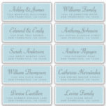 Chic Calligraphy Blue Guest Address Labels<br><div class="desc">Easy to personalise, names and addresses / individual wedding address label stickers for guests. These chic, modern and simple wedding guest address labels feature your guest names in off-black elegant handwritten script calligraphy and modern typography on a pastel blue glow background. Simply add your individual wedding guest names and address....</div>