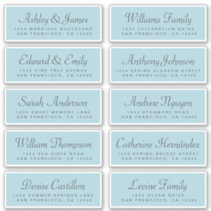 Chic Calligraphy Blue Guest Address Labels