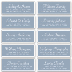 Chic Calligraphy Blue Guest Address Labels