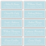 Chic Calligraphy Blue Guest Address Labels<br><div class="desc">Easy to personalise, names and addresses / individual wedding address label stickers for guests. These chic, modern and simple wedding guest address labels feature your guest names in white elegant handwritten script calligraphy and modern typography on a pastel blue glow background. Simply add your individual wedding guest names and address....</div>