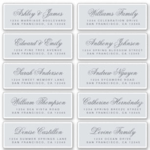 Chic Calligraphy Blue Wedding Guest Address Labels
