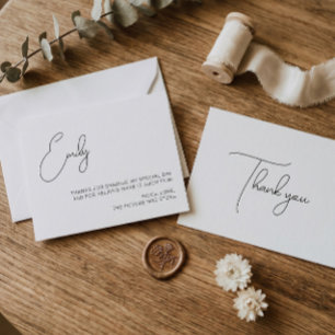 Chic Calligraphy Bridal Shower Thank You Card