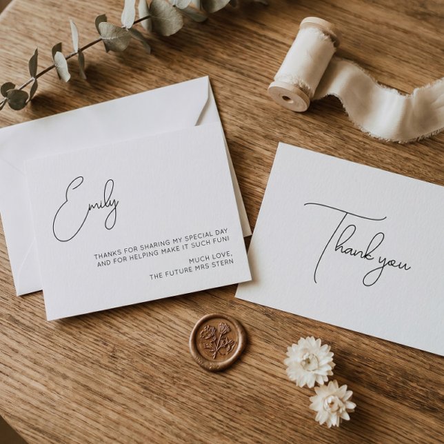 Chic Calligraphy Bridal Shower Thank You Card (Creator Uploaded)