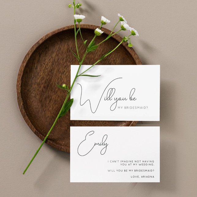 Chic Calligraphy Bridesmaid Proposal Card (Creator Uploaded)