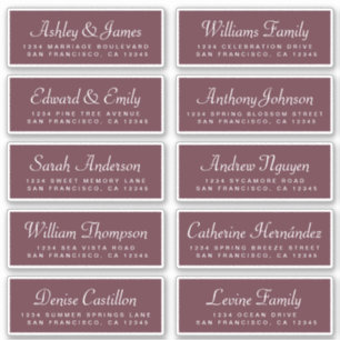 Chic Calligraphy Burgundy Guest Address Labels