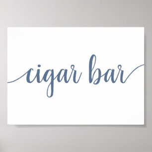 Chic Calligraphy   Dusty Blue Cigar Bar Sign