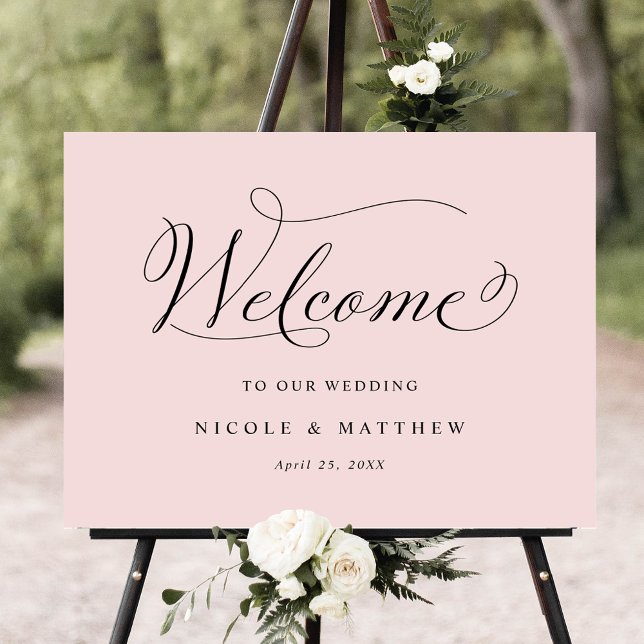 Chic Calligraphy Dusty Rose Wedding Welcome Sign (Creator Uploaded)