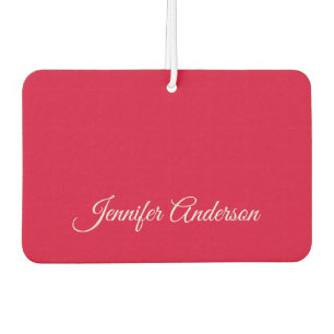 Chic Calligraphy Elegant Cherry Red Personalised Car Air Freshener
