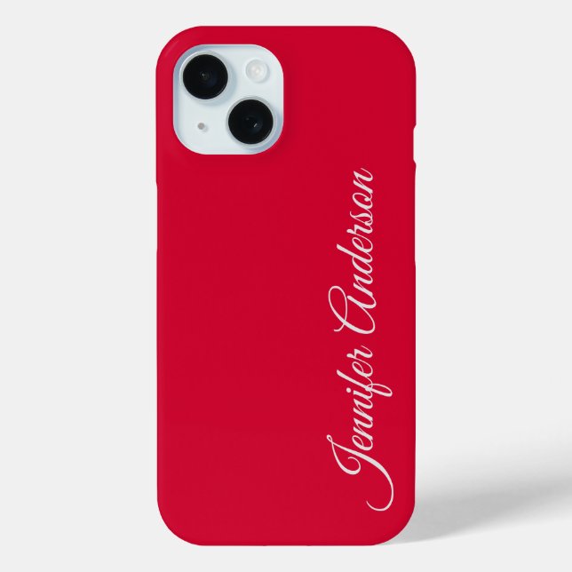 Chic Calligraphy Elegant Cherry Red Personalised Case-Mate iPhone Case (Back)
