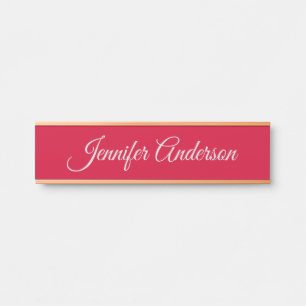 Chic Calligraphy Elegant Cherry Red Personalised Door Sign