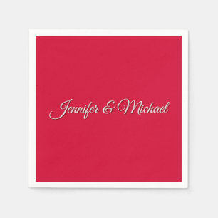 Chic Calligraphy Elegant Cherry Red Personalised Napkin