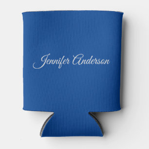 Chic Calligraphy Elegant Deep Blue Personalised Can Cooler