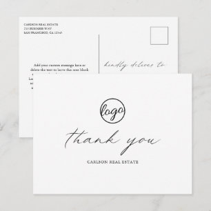 Chic Calligraphy Elegant Logo Business Thank You Postcard