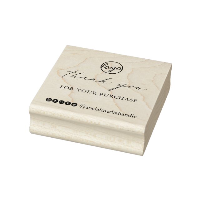 Chic Calligraphy Elegant Logo Thank You Business Rubber Stamp (Stamp)