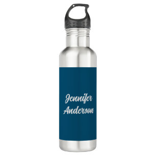 Chic Calligraphy Elegant Ocean Blue Personalised 710 Ml Water Bottle