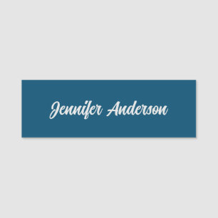 Chic Calligraphy Elegant Ocean Blue Personalised Name Tag