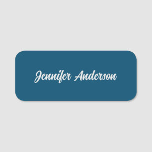 Chic Calligraphy Elegant Ocean Blue Personalised Name Tag