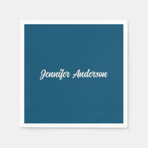 Chic Calligraphy Elegant Ocean Blue Personalised Napkin