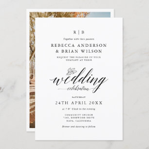Chic Calligraphy Elegant Photo Wedding Invitation