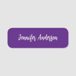 Chic Calligraphy Elegant Royal Purple Personalised Name Tag