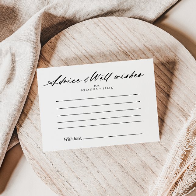 Chic Calligraphy Elegant Wedding Advice Card (Creator Uploaded)