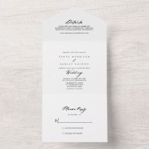 Chic Calligraphy Elegant Wedding   All In One Invitation