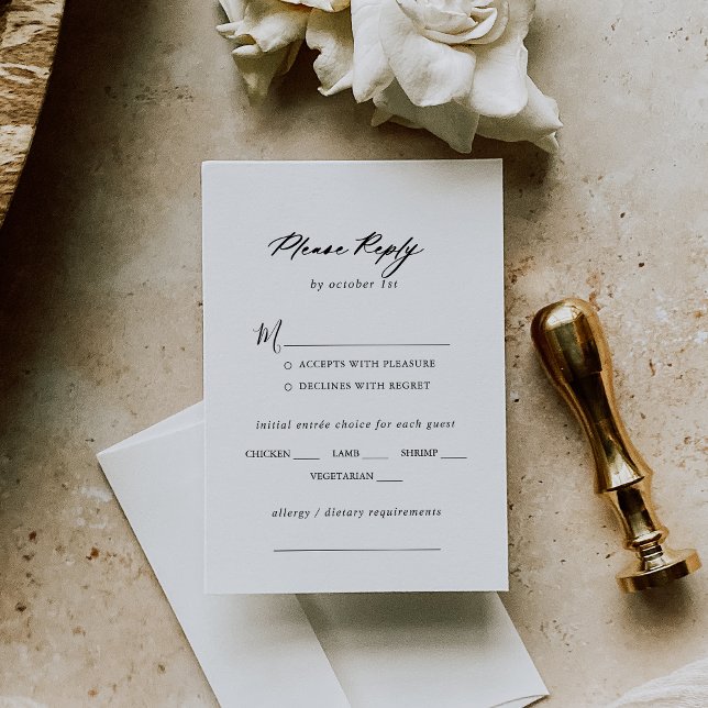 Chic Calligraphy Elegant Wedding Menu Choice RSVP (Creator Uploaded)