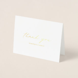 Chic Calligraphy Elegant Wedding Thank You Gold Foil Card