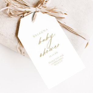 Chic Calligraphy Gold Baby Shower Gift Tags